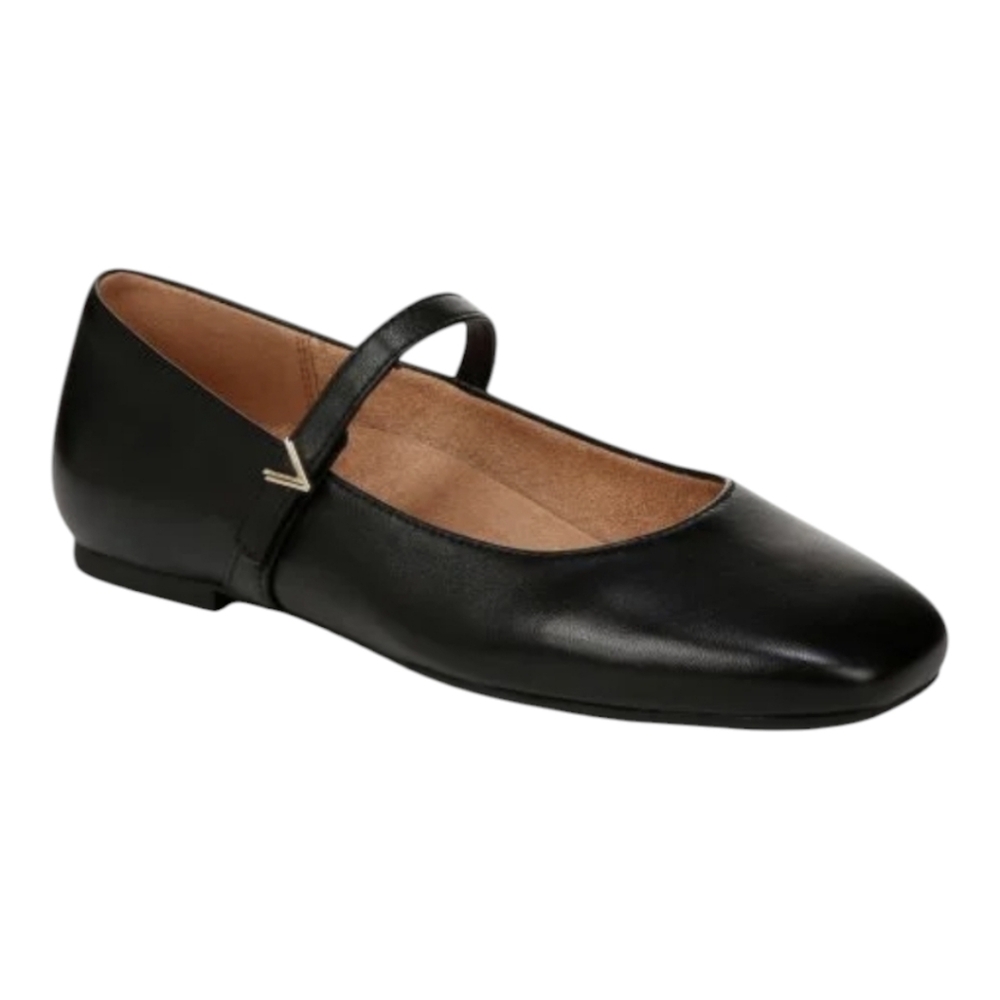 Vionic Black Leather Mary Jane Flats
